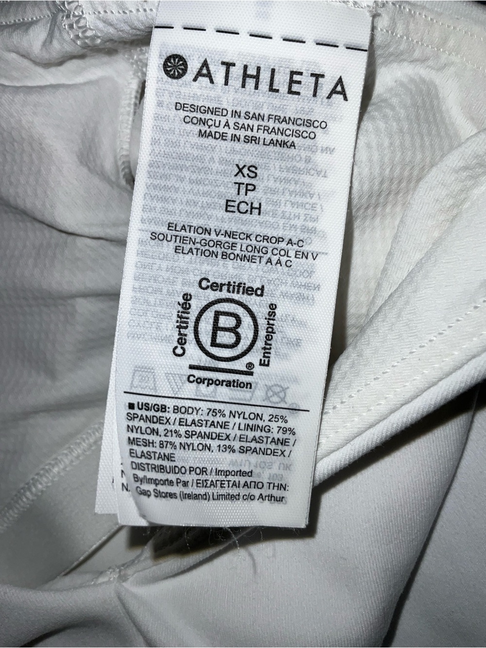 Athleta Elation V Neck Long Line Sports Bra Cup A-C white - Picture 6 of 9